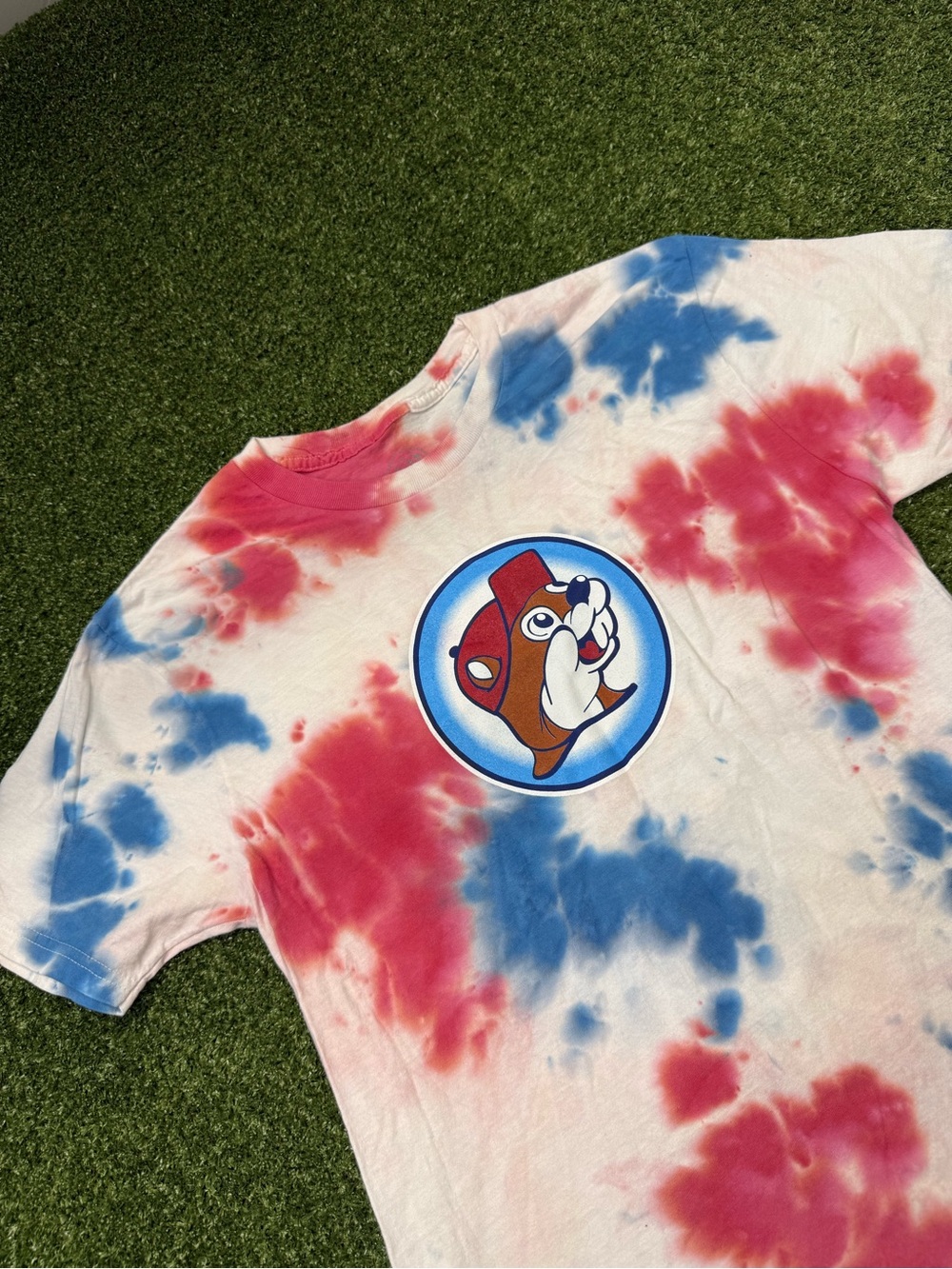 Buccees Red White Blue “Let’s Get Poppin” T-Shirt Summer‎ Tie Dye 4th of July Sm